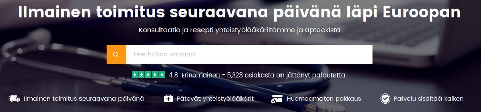 HealthExpress: ssä ostaminen kolmessa vaiheessa: haku, online-tilaaminen, toimitus